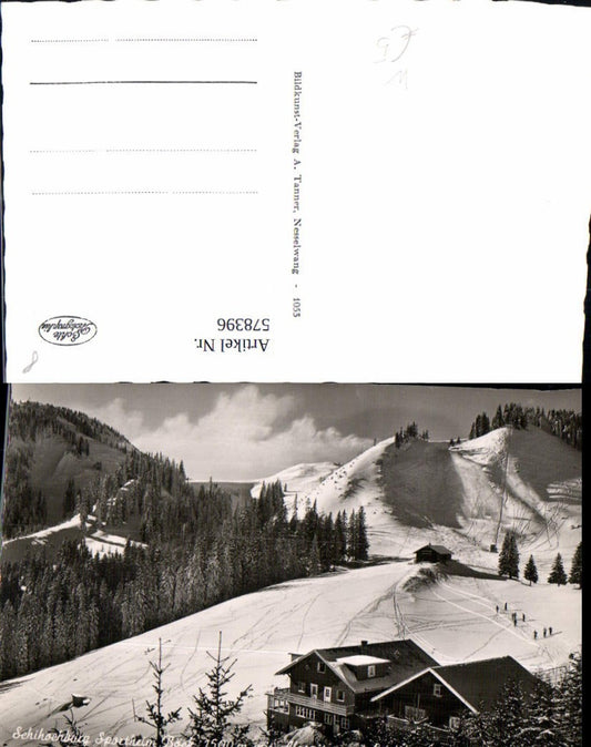 578396, Photo Ak Nesselwang Skiing stronghold Sportheim Böck with Alpspitze and Edelsberg Winter sports