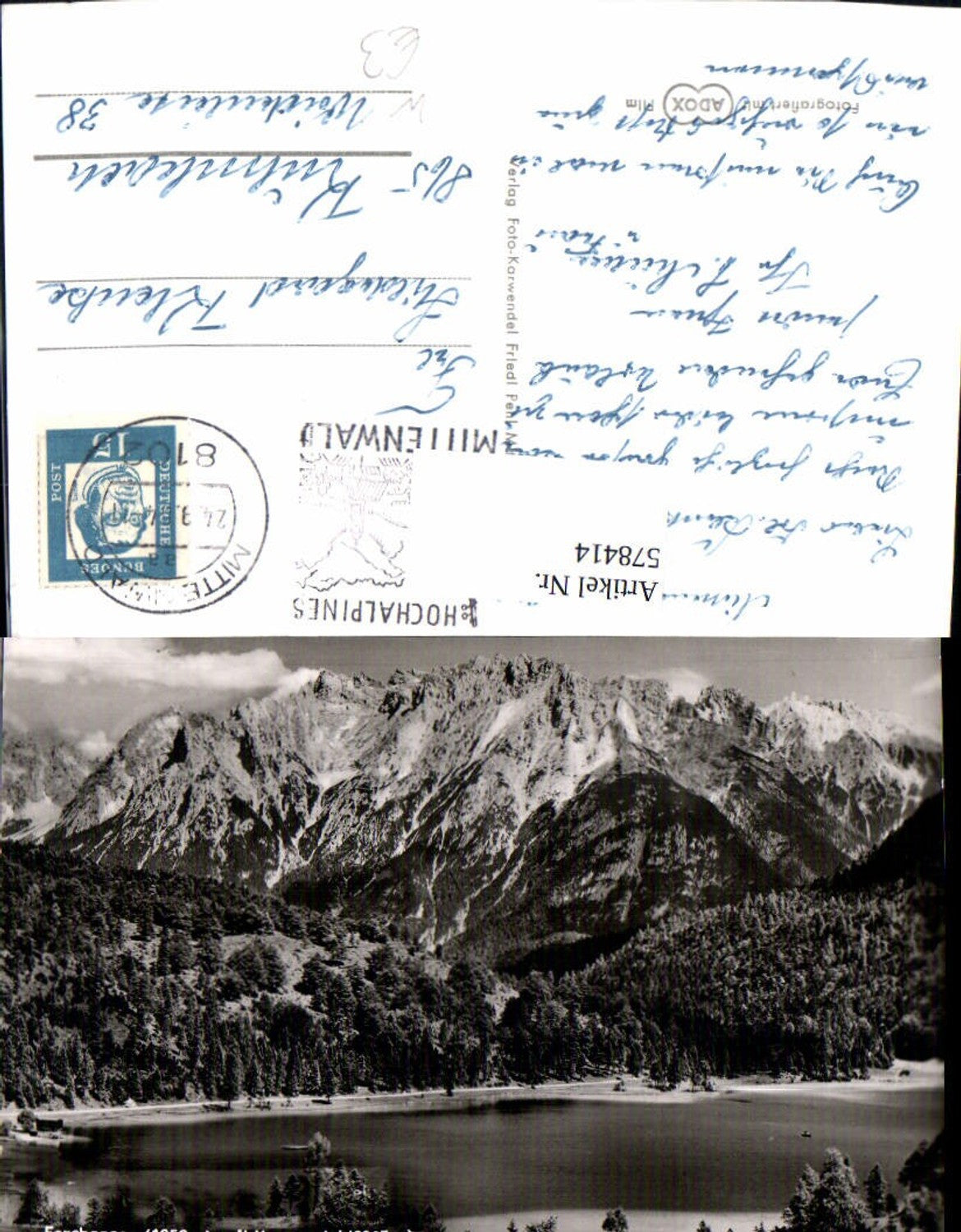 578414, Photo Ak Mittenwald Ferchensee with Karwendel