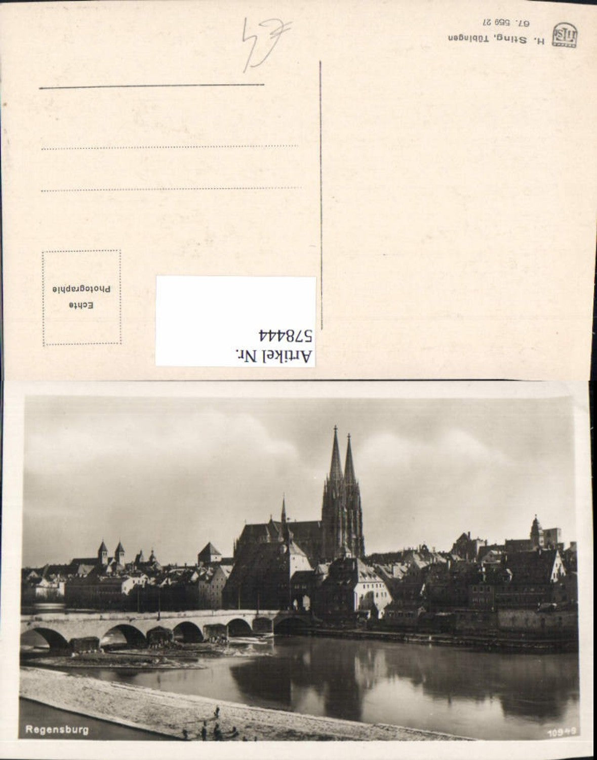 578444,Foto Ak Regensburg Dom Brücke