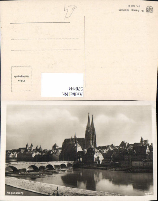 578444,Foto Ak Regensburg Dom Brücke