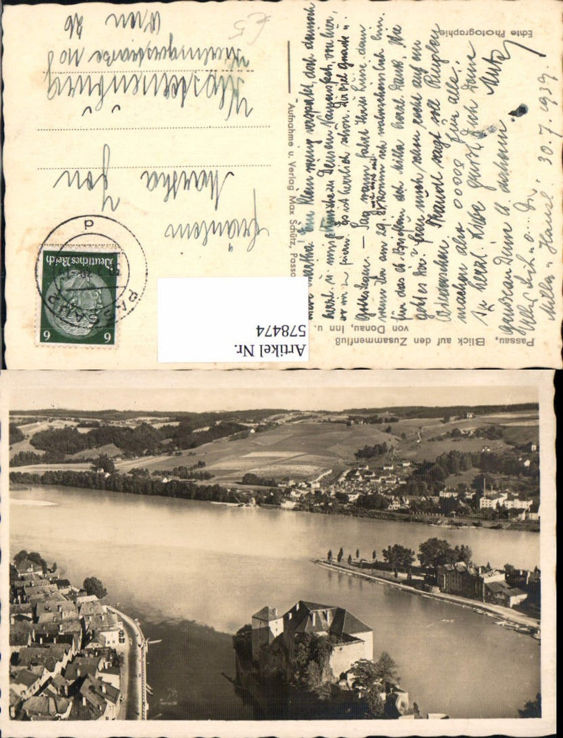 578474, Photo Ak Passau View of the confluence of the Danube, Inn and Ilz
