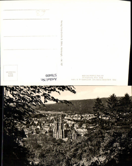 578499,Foto Ak Marburg a. d. Lahn Blick v. Schlossberg auf d. Elisabethkirche