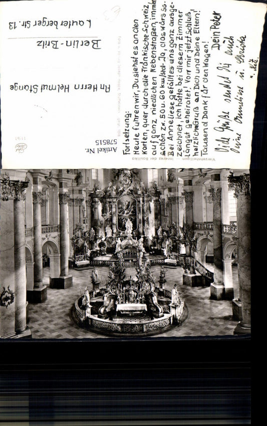 578515, Photo Ak Bad Staffelstein Vierzehnheiligen Interior of the Basilica