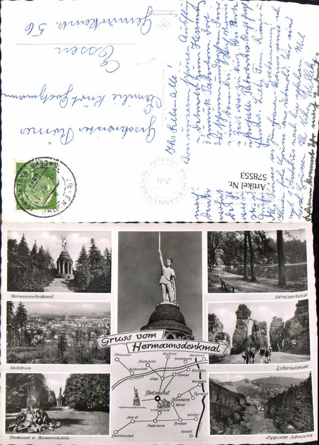 578553,Mehrbild Ak Lagekarte Hermannsdenkmal Detmold