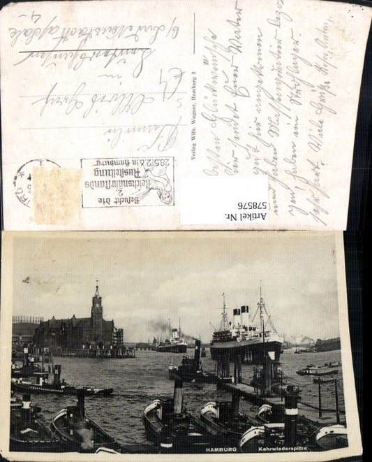 578576,Hamburg Kehrwiederspitze Schiffe Dampfer Stempel Reichsnährstandsausstellung
