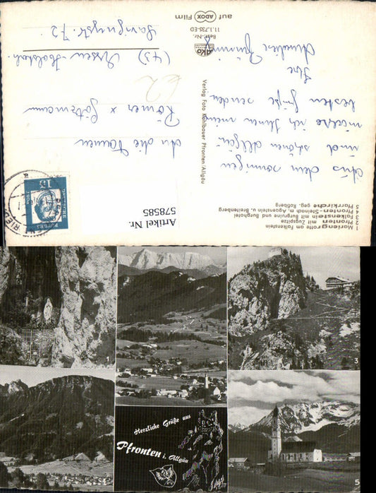 578585,Multi-image postcard Pfronten Allgäu Mariengrotte Falkenstein Parish Church