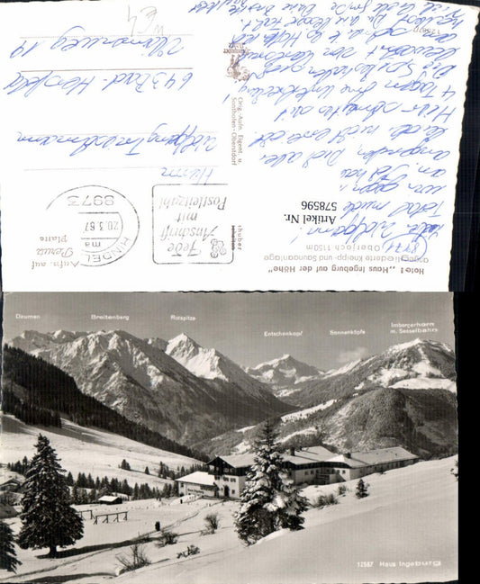 578596, Photo Ak Bad Hindelang Oberjoch Hotel Haus Ingeburg ad Höhe Gipfelkarte Winter