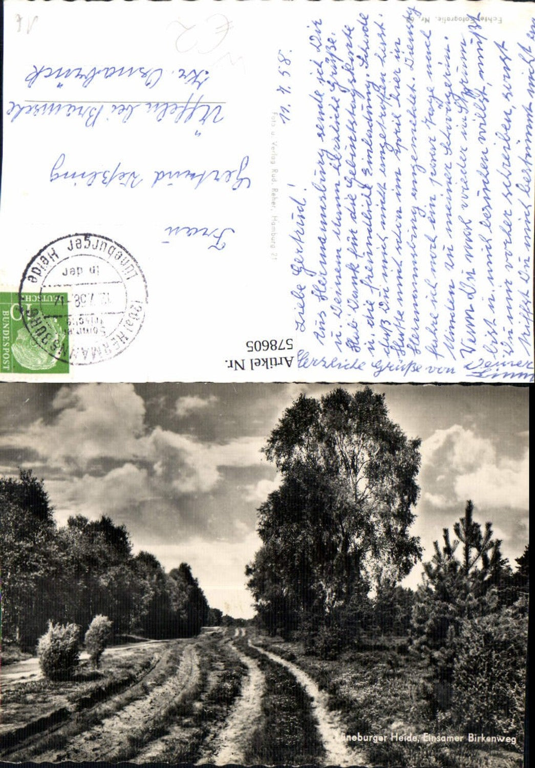 578605,Foto Ak Lüneburger Heide Einsamer Birkenweg Hermannsburg Umgebung