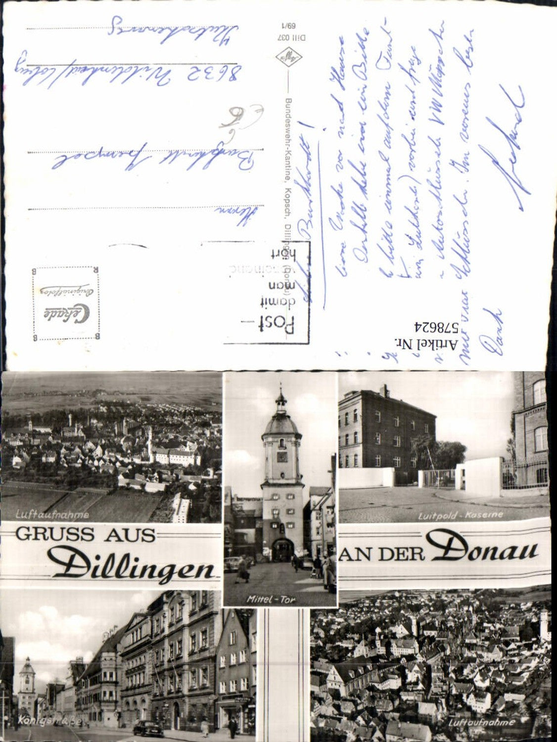 578624,Mehrbild Ak Dillingen a. d. Donau Luftaufnahme Luitpold-Kaserne Königstraße