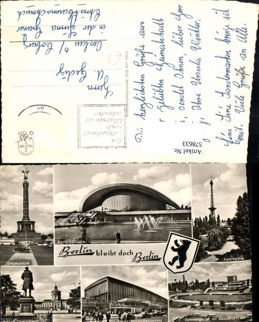 578633,Mehrbild Ak Berlin Siegessäule Funkturm Bahnhof Zoo Kongreßhalle