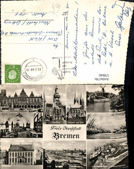 578640,Mehrbild Ak Bremen Ratskeller Mühle a. Wall Windmühle Stempel Bundes Gartenschau 1961 Stuttgart