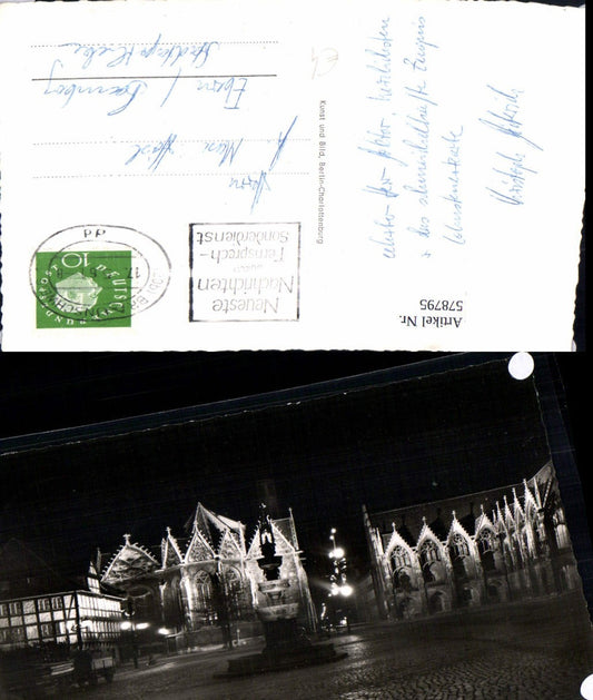 578795,Foto Ak Braunschweig Altstadtmarkt Beleuchtet