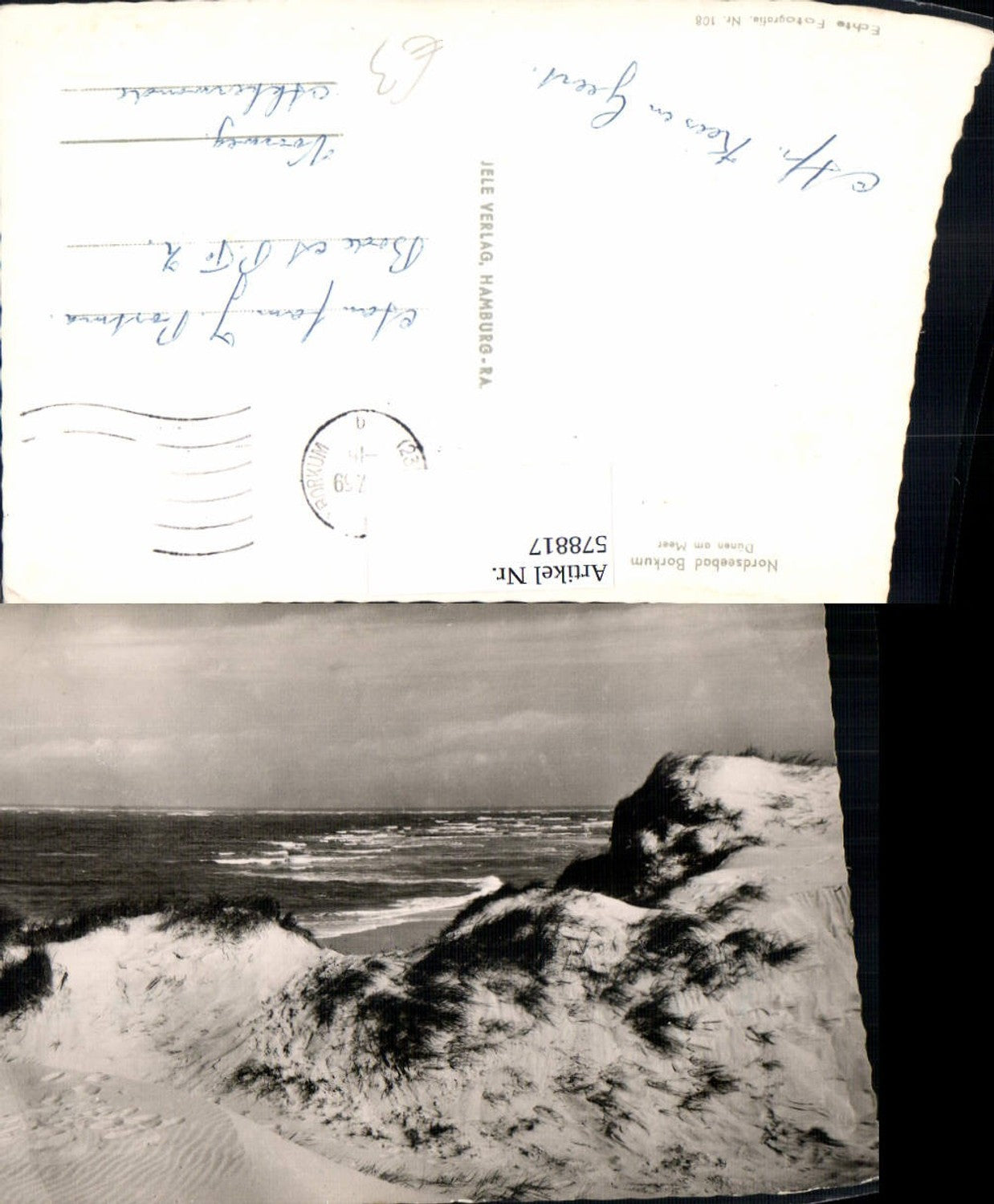 578817,Foto Ak Borkum Dünen a. Meer Strand