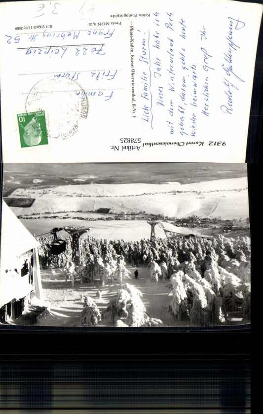 578825,Foto Ak Oberwiesenthal Winteransicht Seilbahn Gondel