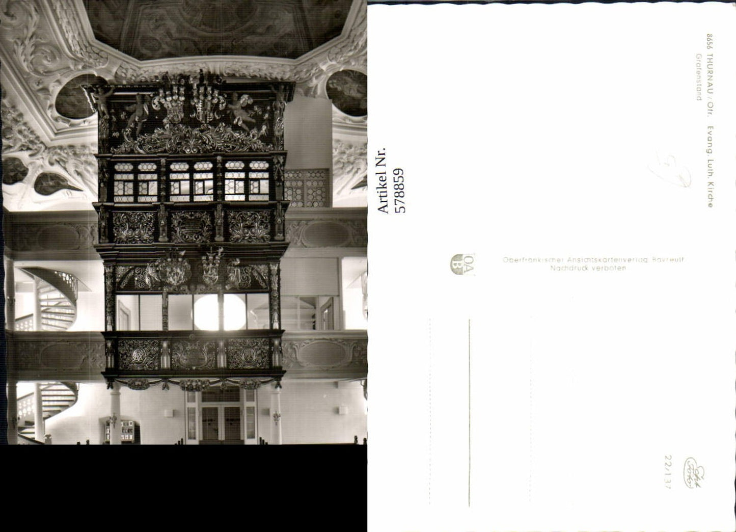 578859, Photo Ak Thurnau Evangelical Lutheran Church Grafenstand Interior view