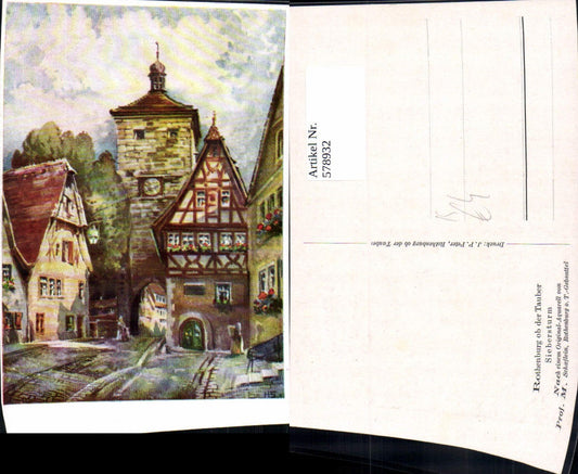 578932, Artist Prof. M. Schaeflein Rothenburg ob der Tauber Siebersturm