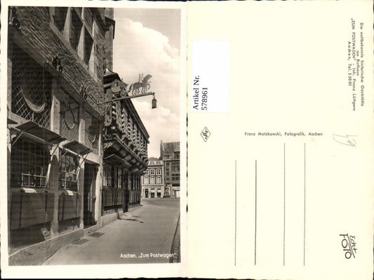 578961,Foto Ak Aachen Gaststätte Zum Postwagen