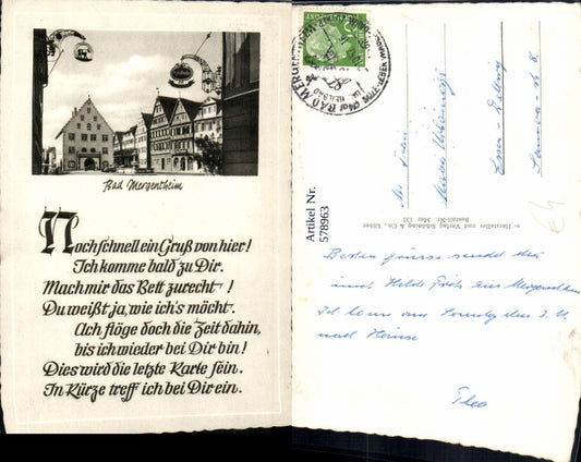 578963, Bad Mergentheim View with pharmacy fountain Text