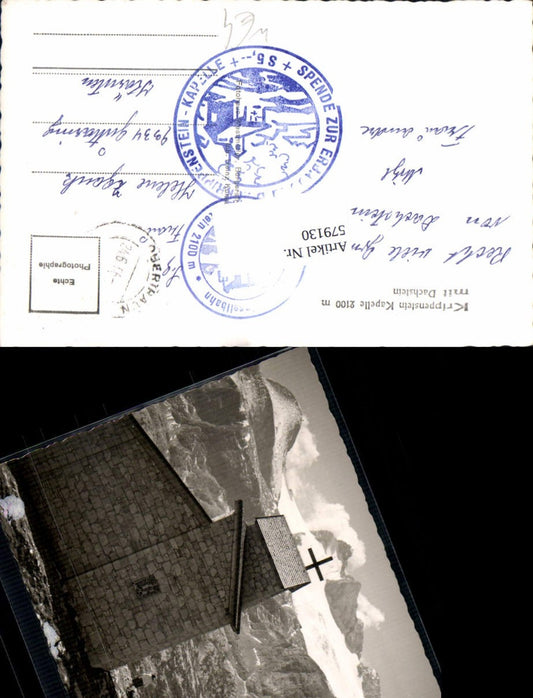 579130,Foto Ak Obertraun Krippensteinkapelle m. Dachstein