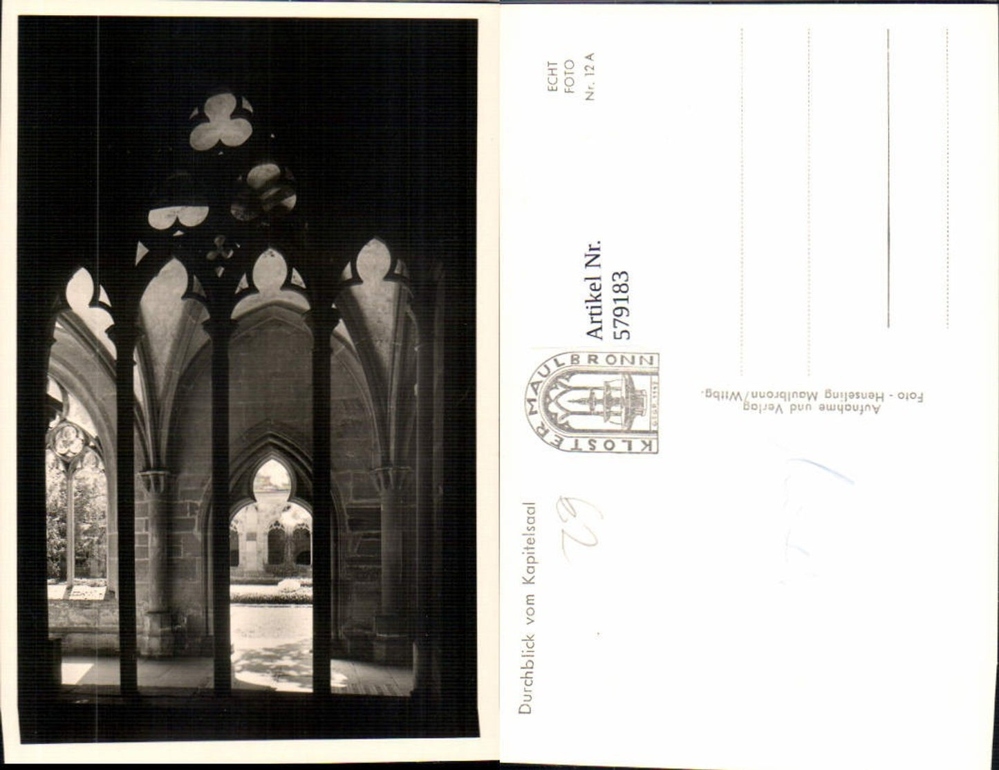 579183,Foto Ak Maulbronn Kloster Maulbronn Durchblick v. Kapitelsaal