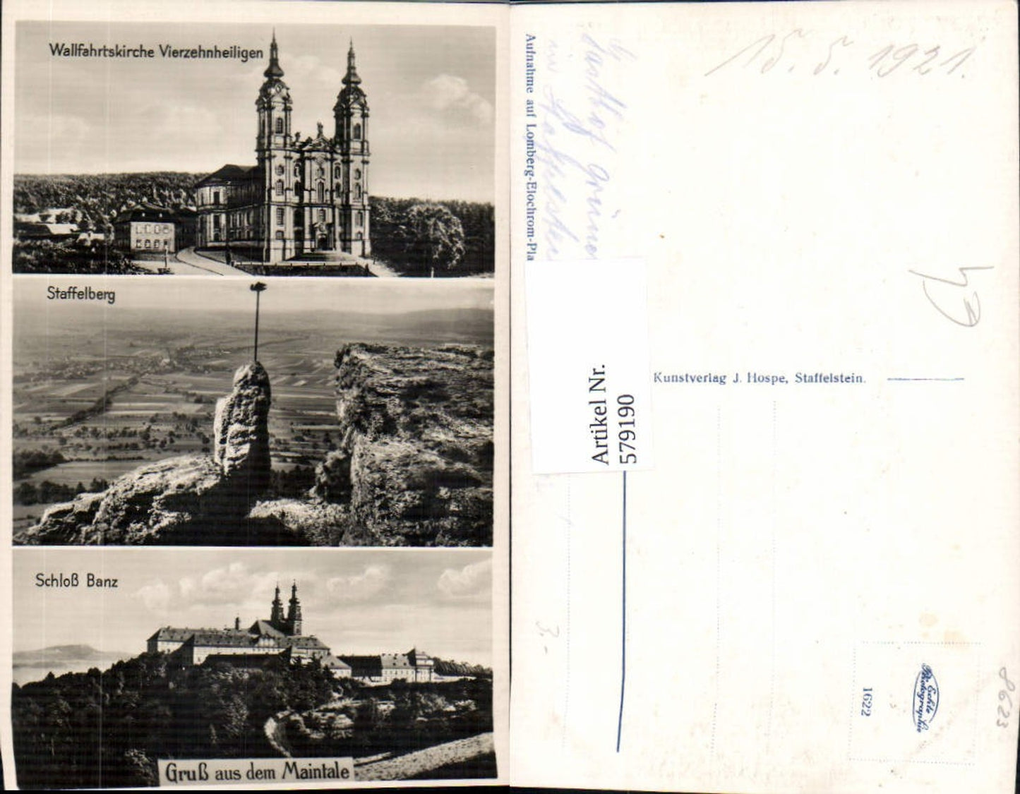 579190,Multi-image postcard Bad Staffelstein Basilica of the Fourteen Holy Helpers Staffelberg Banz Castle Maintal