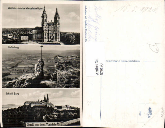 579190,Multi-image postcard Bad Staffelstein Basilica of the Fourteen Holy Helpers Staffelberg Banz Castle Maintal