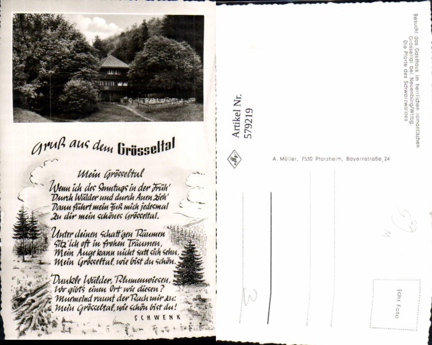 579219,Neuenbürg Grösseltal Gasthaus Spruch Text