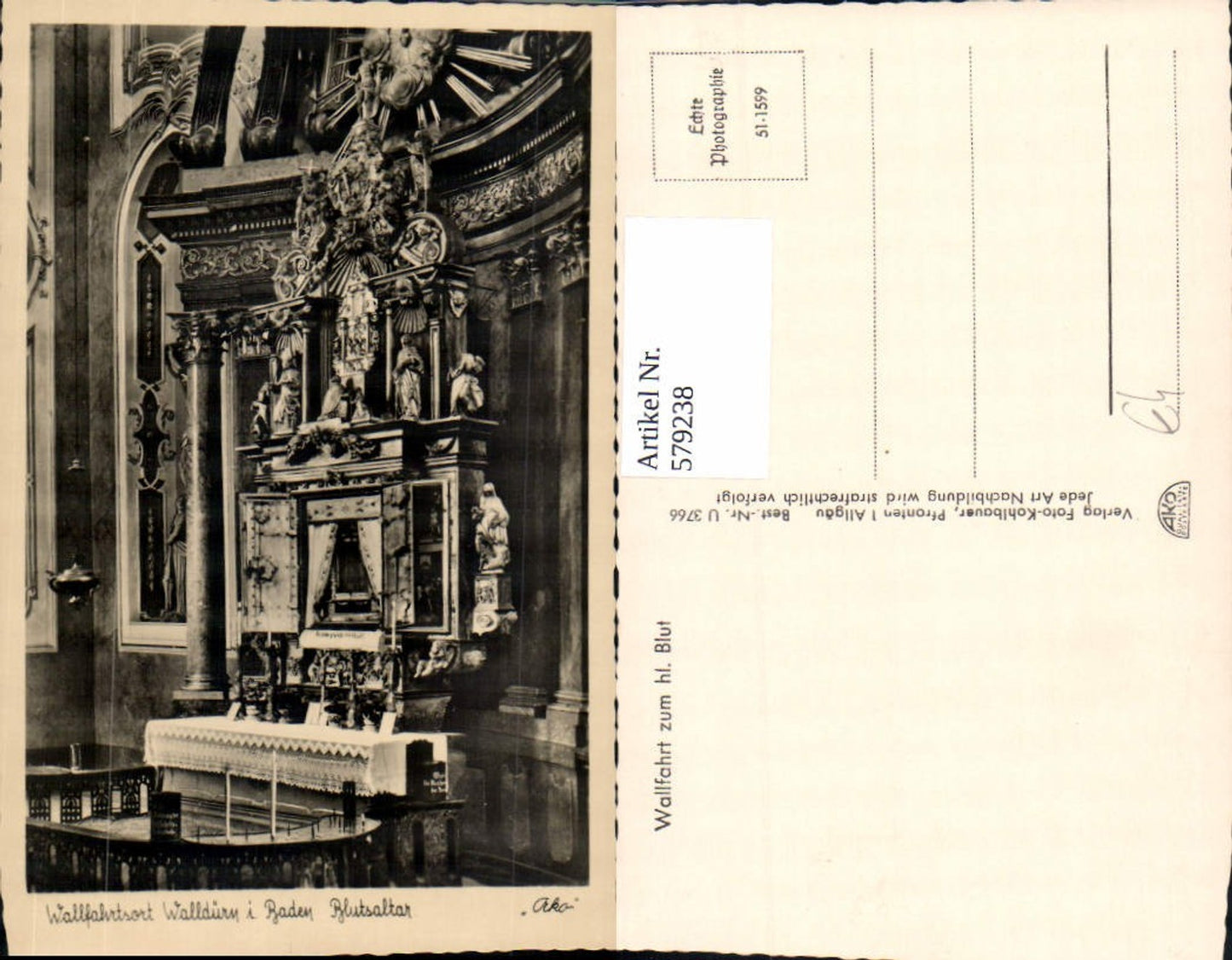 579238,Foto Ak Walldürn Kirche Blutsaltar Altar