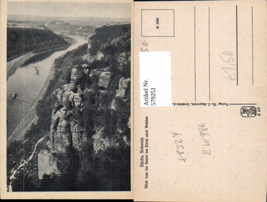 579251,Sächs. Schweiz Lohmen Blick v. d. Bastei ins Elbtal nach Wehlen