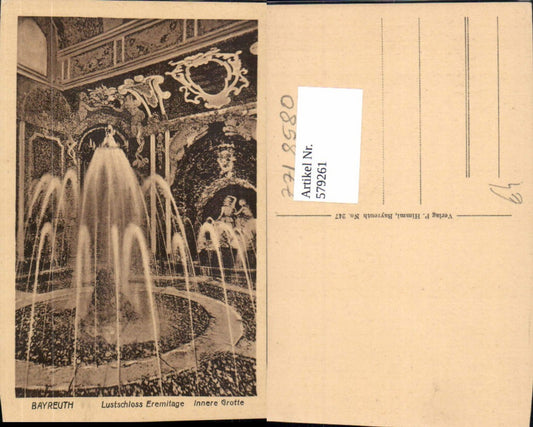 579261,Bayreuth Lustschloss Eremitage Innere Grotte Springbrunnen Brunnen