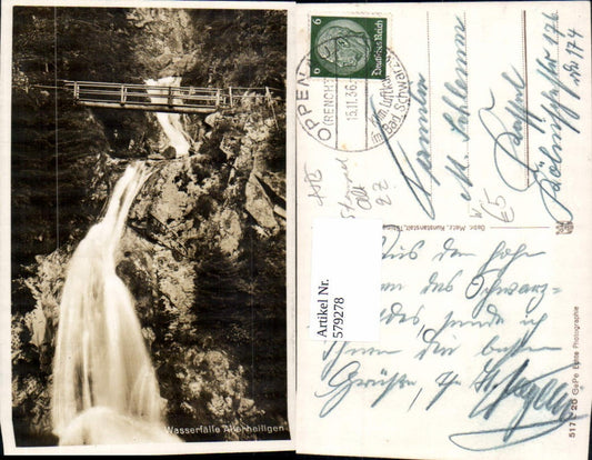 579278, Photo Ak Oppenau Allerheiligen Waterfalls Waterfall Bridge