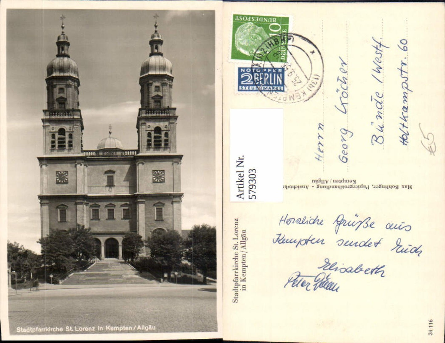579303, Photo Ak City Parish Church St. Lorenz i. Kempten Allgäu