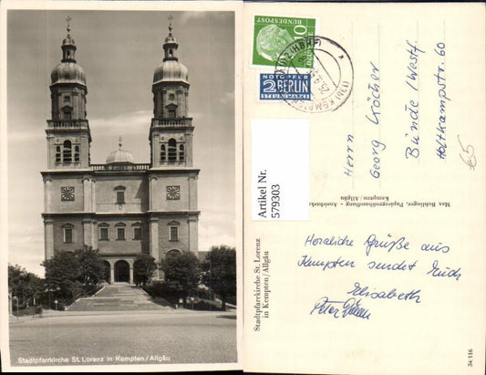 579303, Photo Ak City Parish Church St. Lorenz i. Kempten Allgäu