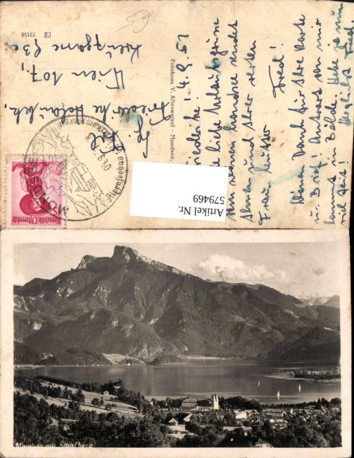579469,Foto Ak Mondsee m. Schafberg