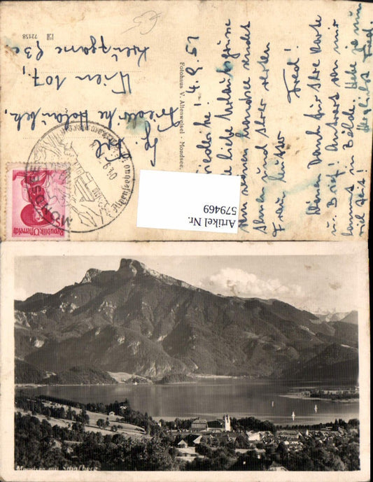 579469,Foto Ak Mondsee m. Schafberg