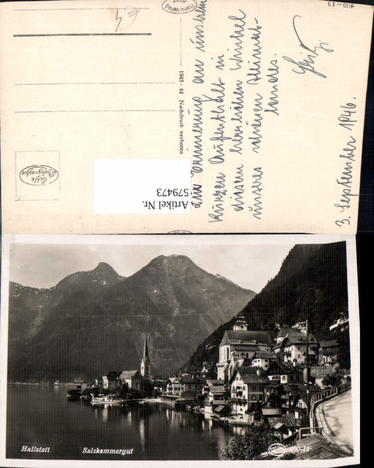 579473,Foto Ak Hallstatt Ansicht m. Kirche