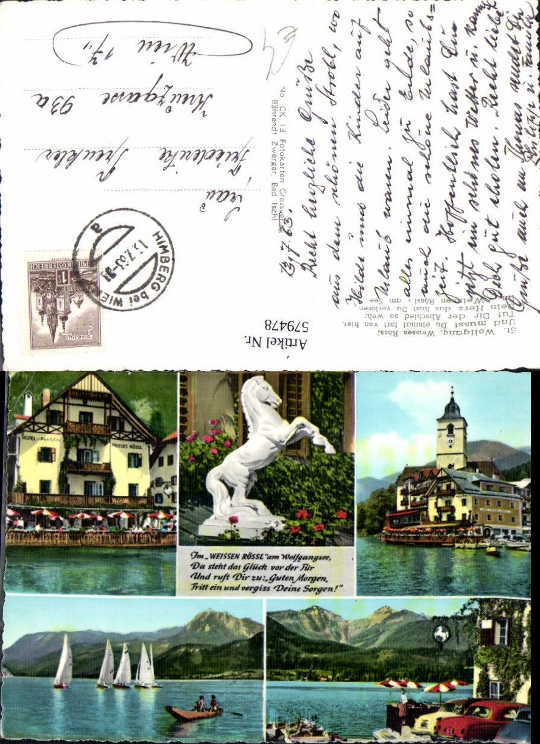 579478,Mehrbild Ak St Wolfgang im Salzkammergut Weißes Rößl Spruch