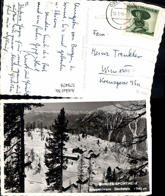579479,Foto Ak Obertraun Bundessportheim Krippenbrunn Dachstein Winteransicht