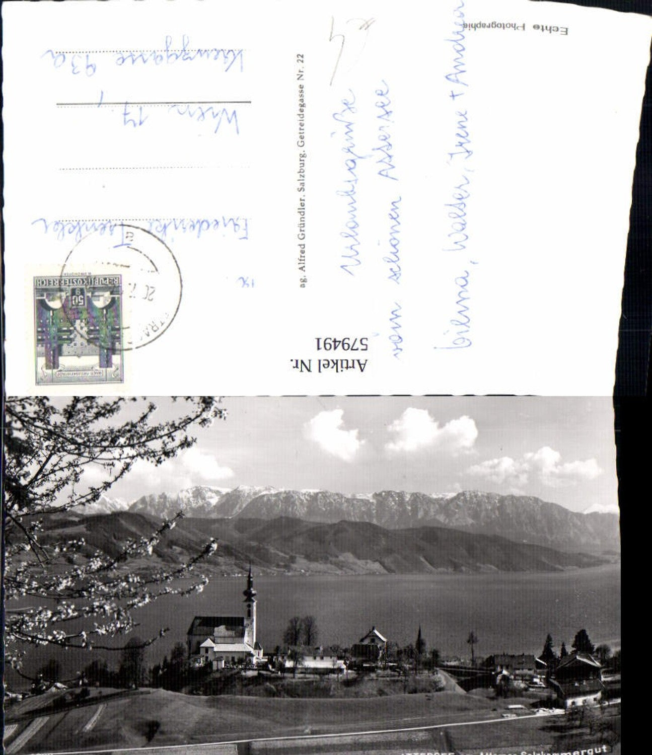 579491,Foto Ak Attersee a. Attersee m. Höllengebirge
