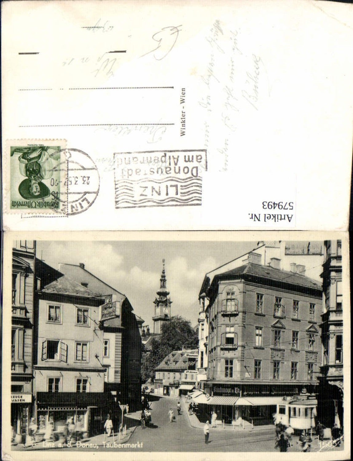 579493,Foto Ak Linz a. d. Donau Taubenmarkt