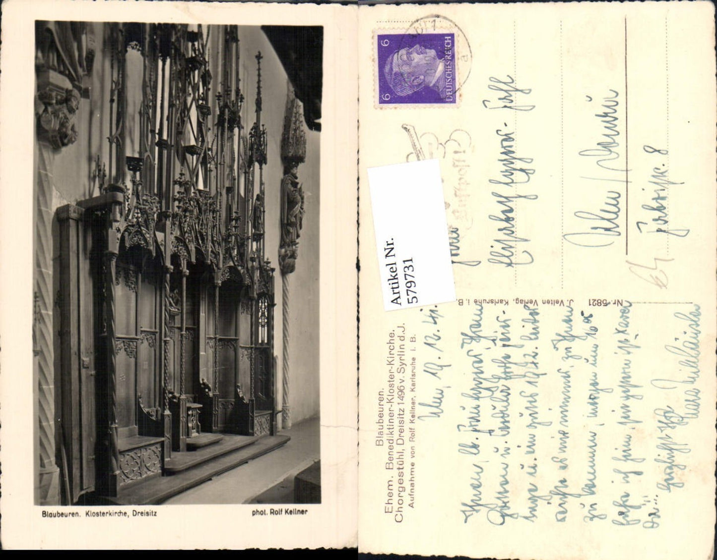 579731,Blaubeuren Kloster Kirche Chorgestühl Dreisitz