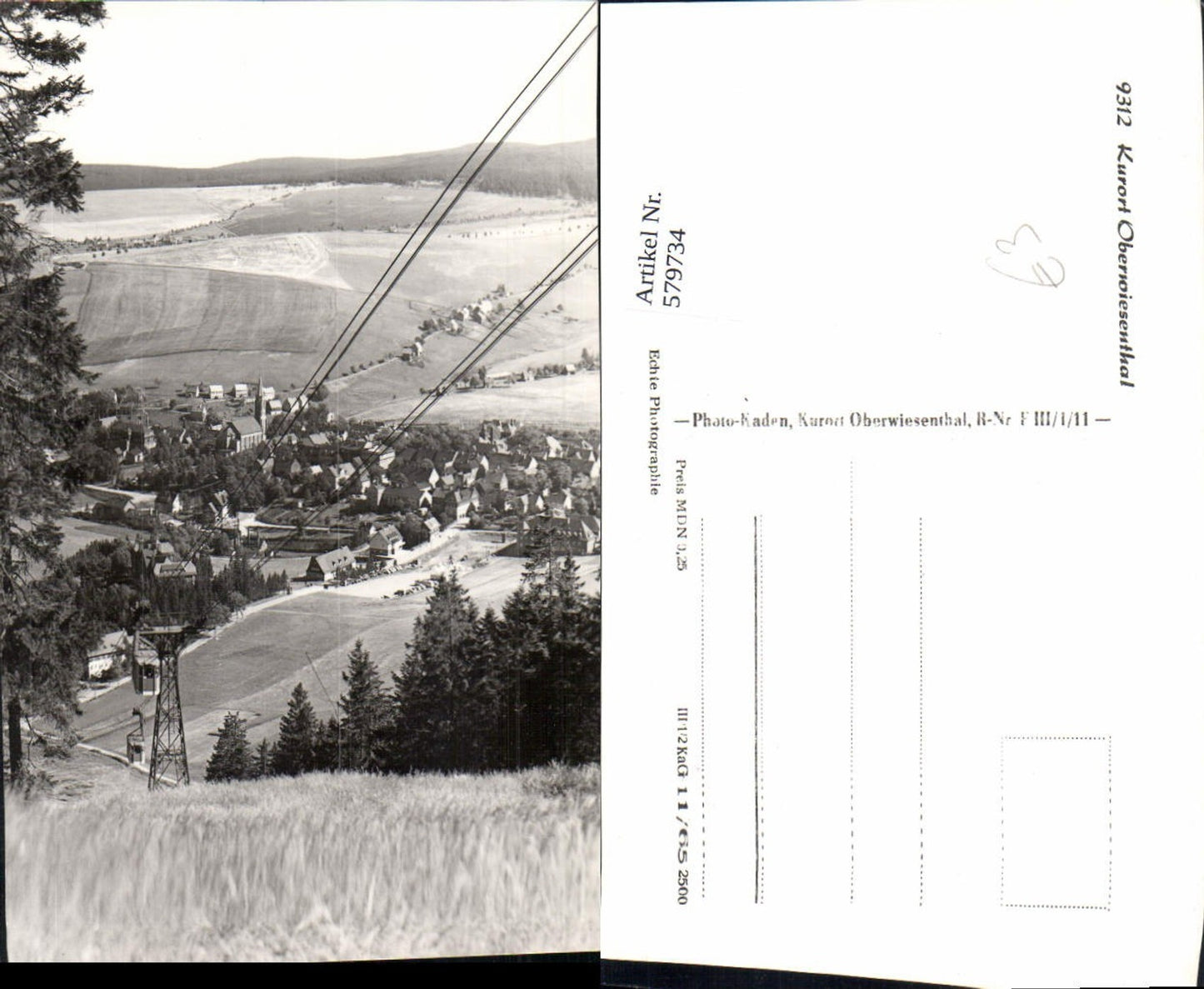 579734,Foto Ak Oberwiesenthal Seilbahn Gondel