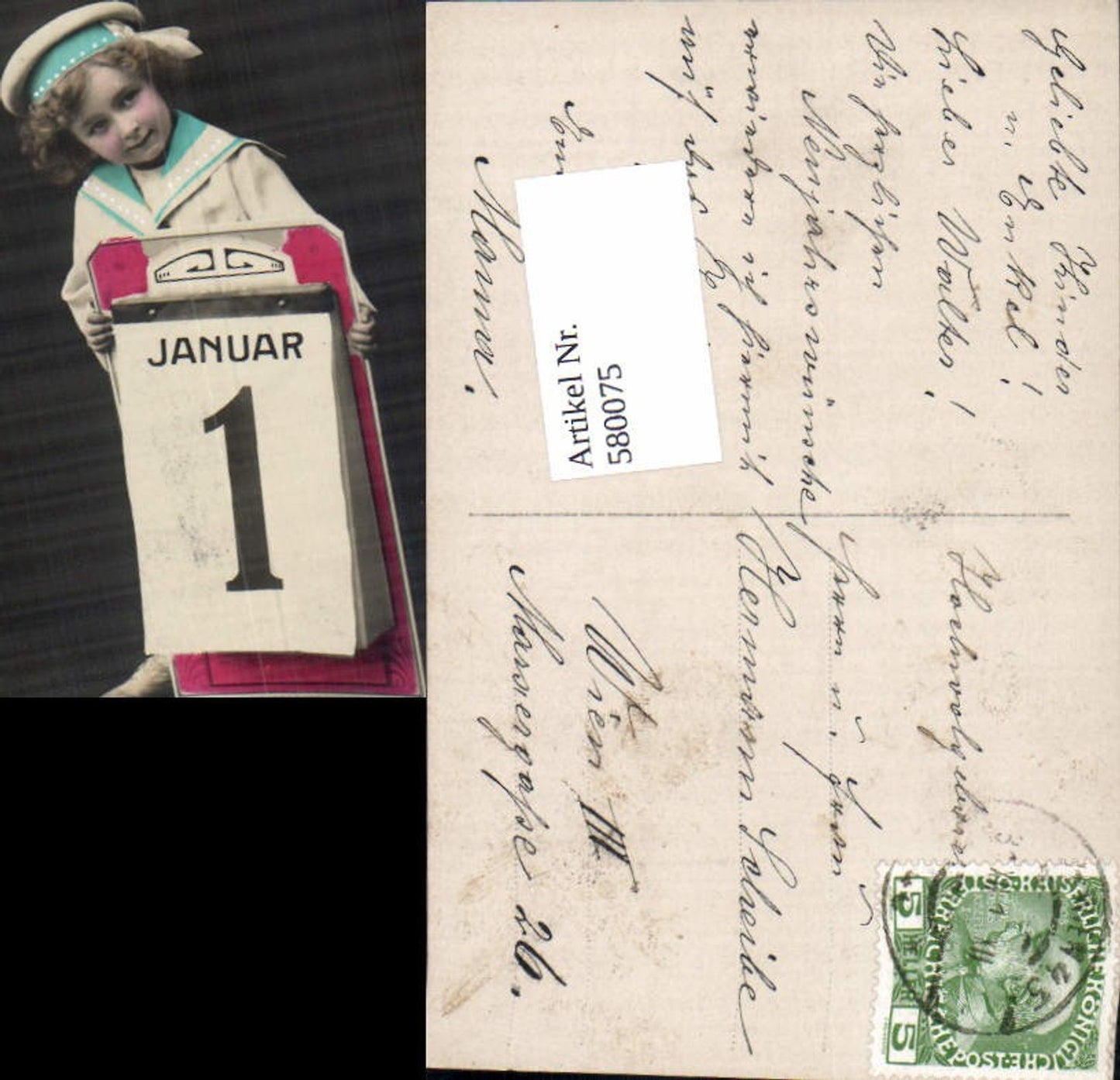 580075,tolle AK Neujahr Matrosenanzug Matrosen Uniform Kalender Bub