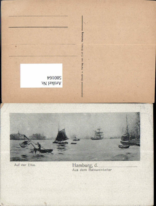 580164,Hamburg an der Elbe Hafen Schiffe Ratsweinkeller