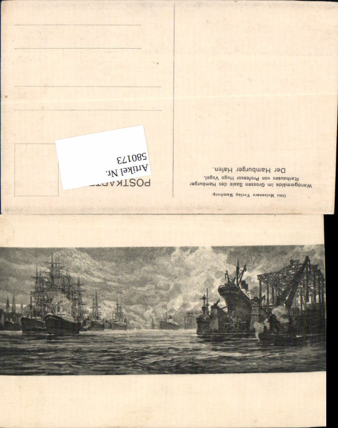 580173,Künstler AK Hugo Vogel Hamburg Hafen Schiffe