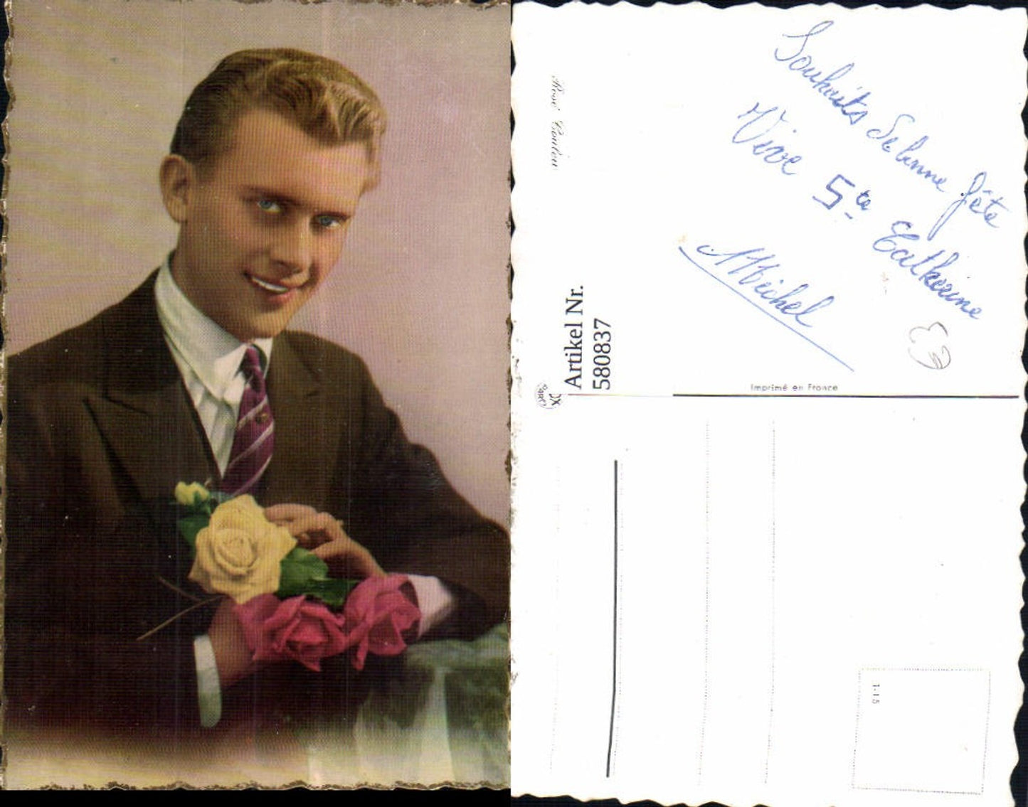 580837, Man Portrait Roses Flowers