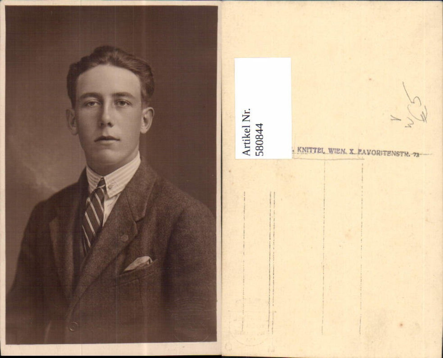 580844,Foto Ak Mann Portrait pub Fotograg E. Knittel Wien