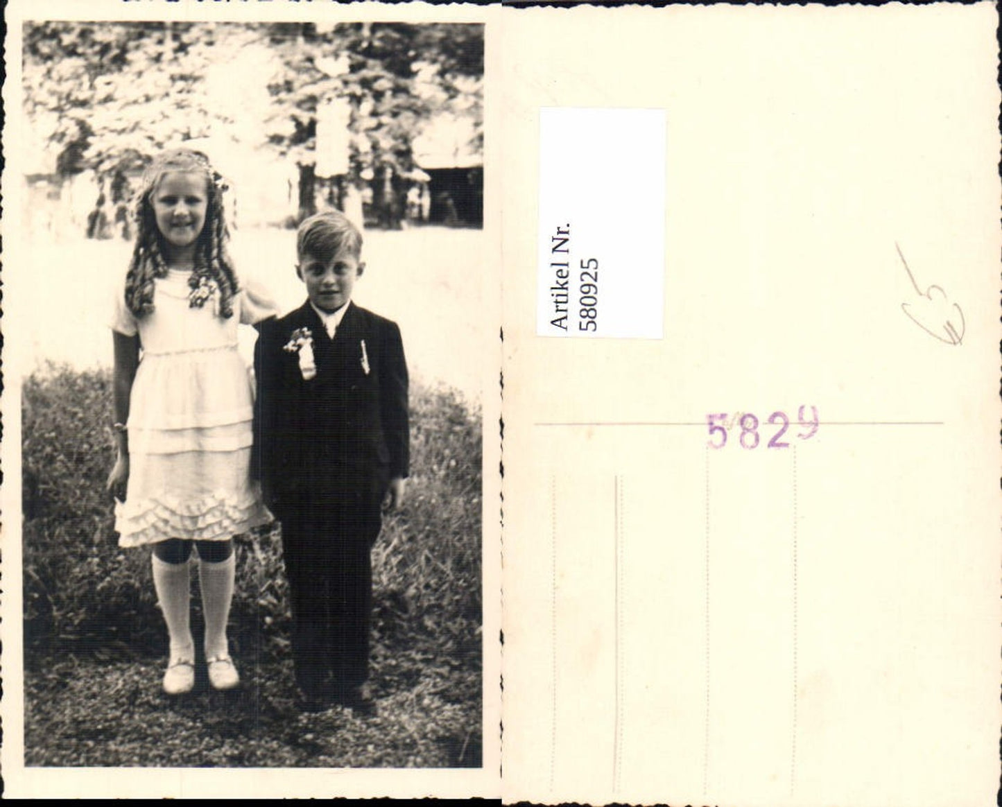 580925,Foto Ak Bub Junge Mädchen Kinder Erstkommunion