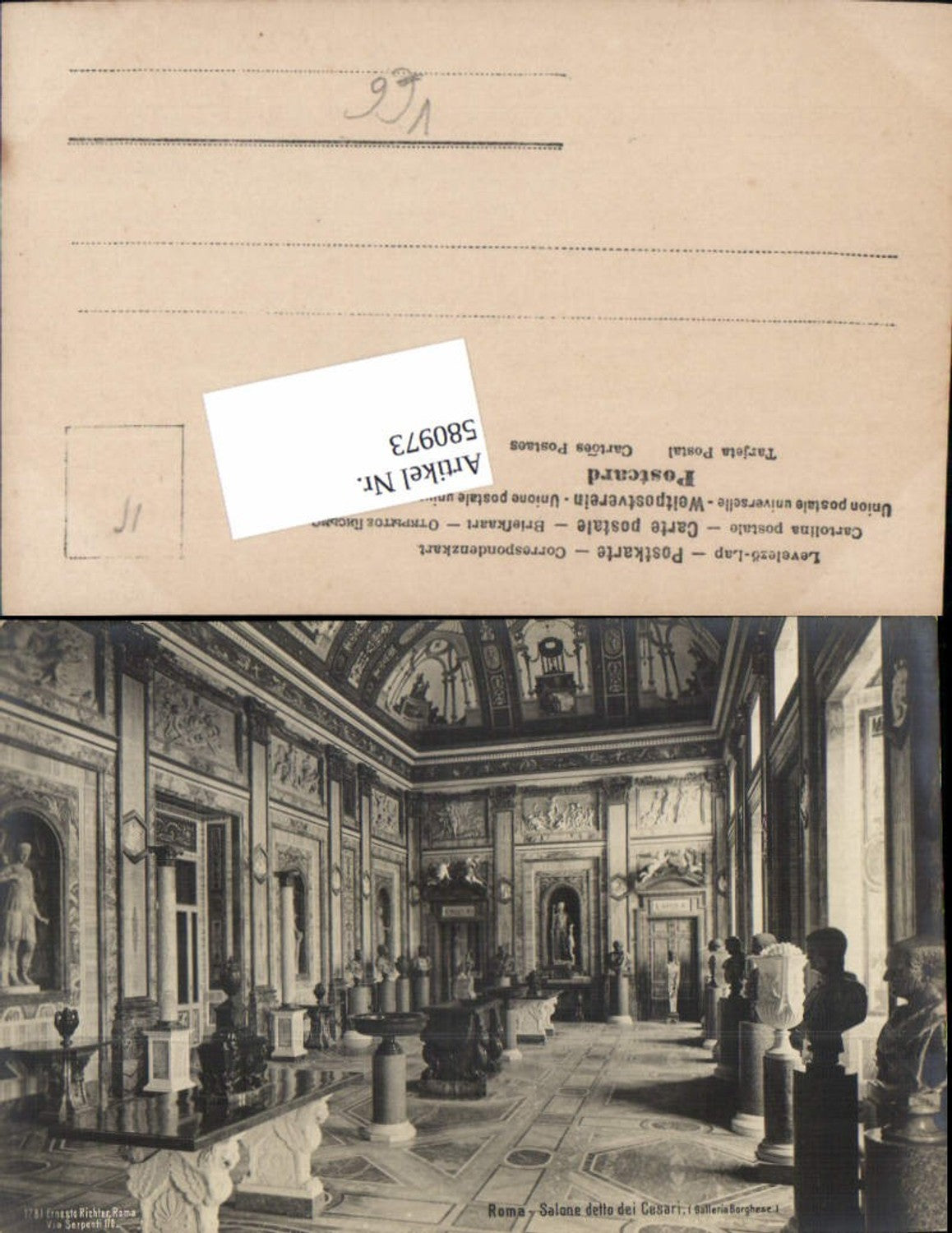 580973,Fotokunst Ernesto Richter Roma 1781 Salone Cesari