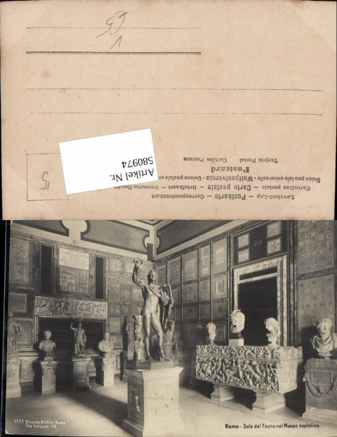 580974,Fotokunst Ernesto Richter Roma 1777 Sala del Fauno Museo